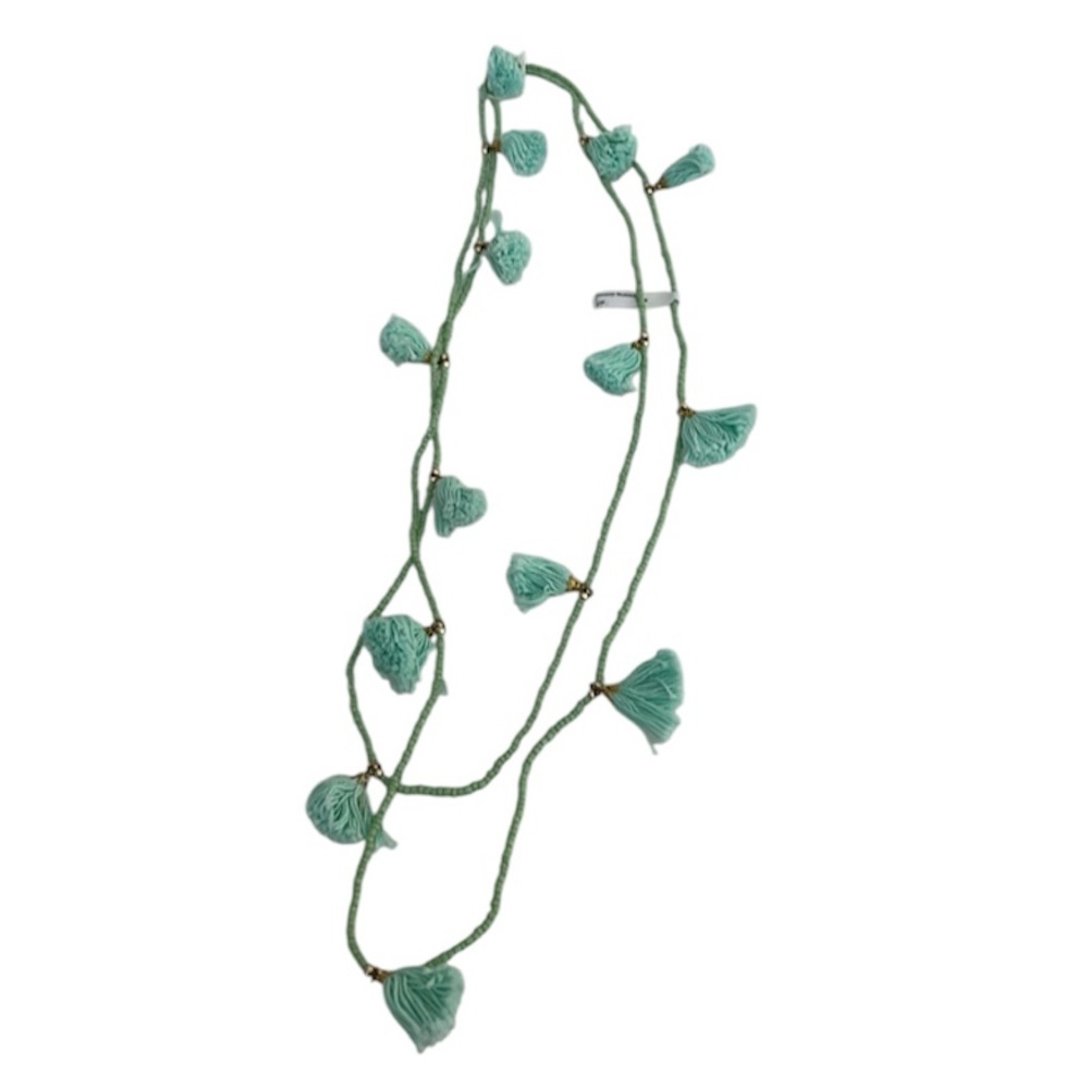 Roberta Roller Rabbit Mint Green Tassel Beaded PomPom Necklace NWT